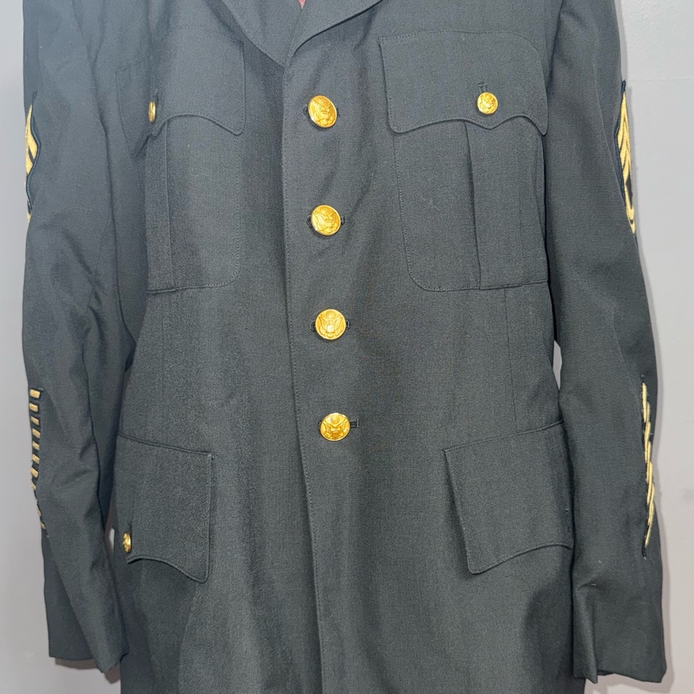 VINTAGE MEN'S U.S. ARMY WOOL COAT WOOL MILITARY BUTTON UP JACKET 44R